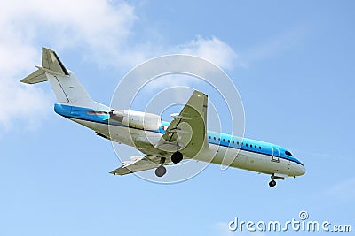 Small plane landing Stock Photo