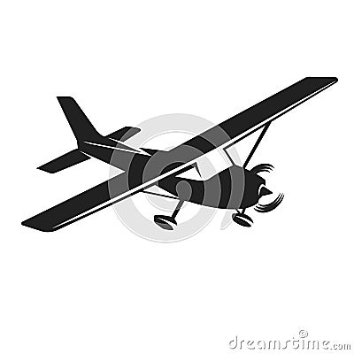 Small plane vector illustration. Single engine propelled aircraft. Vector Illustration