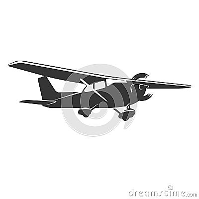 Small plane vector illustration. Single engine propelled aircraft. Vector Illustration