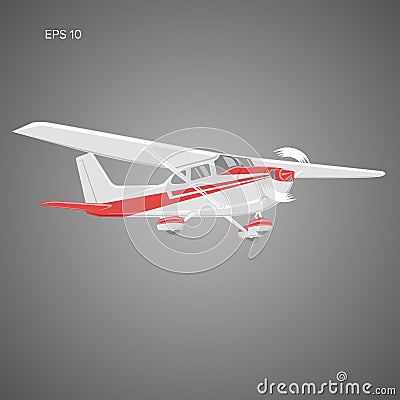 Small plane vector illustration. Single engine propelled aircraft. Vector illustration. Vector Illustration