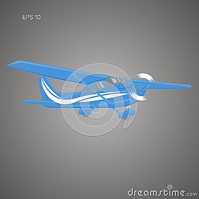 Small plane vector illustration. Single engine propelled aircraft. Vector illustration. Vector Illustration