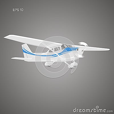 Small plane vector illustration. Single engine propelled aircraft. Vector illustration. Vector Illustration