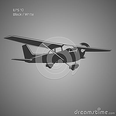 Small plane vector illustration. Single engine propelled aircraft. Vector illustration. Icon Vector Illustration