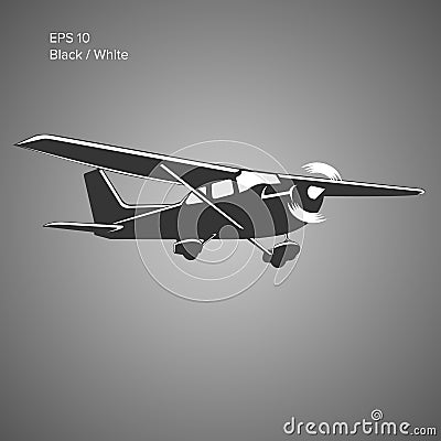 Small plane vector illustration. Single engine propelled aircraft. Vector illustration. Icon Vector Illustration