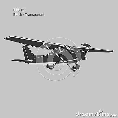 Small plane vector illustration. Single engine propelled aircraft. Vector illustration. Icon Vector Illustration