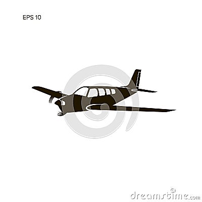 Small plane vector illustration. Single engine propelled passenger aircraft. Vector Illustration