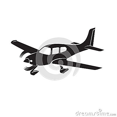 Small plane vector illustration. Single engine propelled passenger aircraft. Vector Illustration