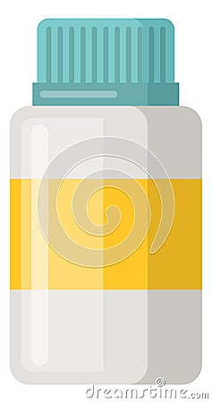 Small plastic bottle with empty label. Cartoon container Vector Illustration