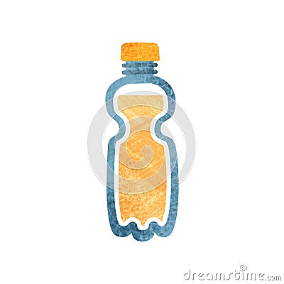 Small plastic bottle with fresh orange juice. Healthy drink. Container with sweet beverage. Flat vector icon with Vector Illustration