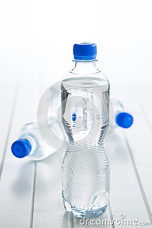 Small plastic water bottle. Stock Photo