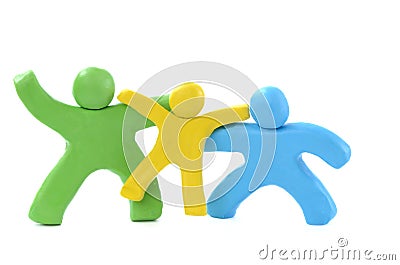 Small plasticine people - the happy family Stock Photo