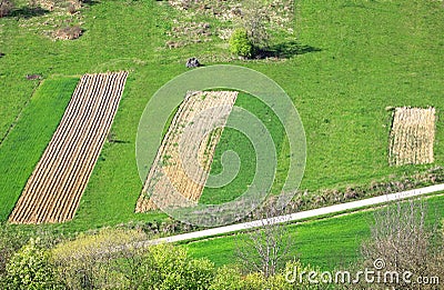 Small plowed fields Stock Photo