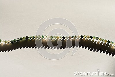 Small polished green moss agate beads Stock Photo