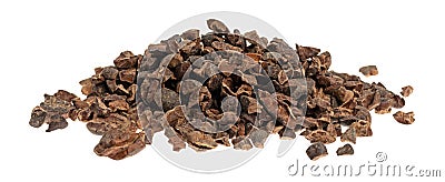Small portion of cocoa nibs on a white background Stock Photo