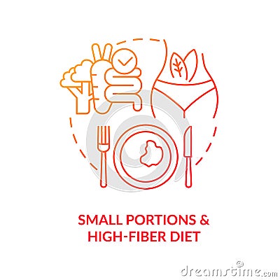 Small portions and high fiber diet concept icon Vector Illustration