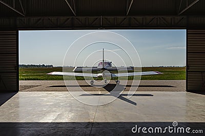 A small private jet on the landing site Editorial Stock Photo