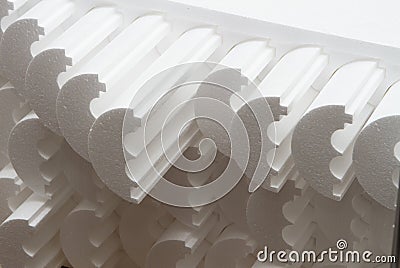 Small private production for cutting out products and figures made of foam on a machine with electric heating. Production of Stock Photo