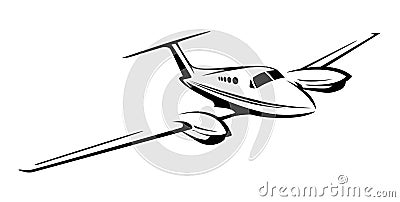 Small private twin engine airplane illustration Vector Illustration