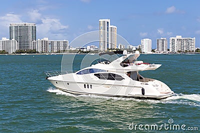 Small private yacht sailing near Miami Editorial Stock Photo