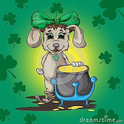 Small puppy leprechaun Vector Illustration