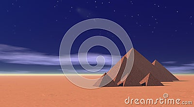 Small pyramids by night Stock Photo