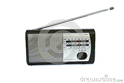 Small radio isolated on white Stock Photo