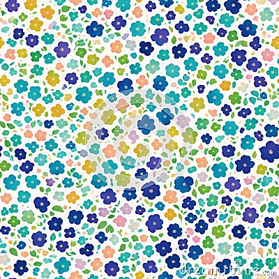 small rainbow flowers tile seamless repeating pattern Generative AI Stock Photo