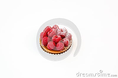 Small raspberry cake on a white background Stock Photo