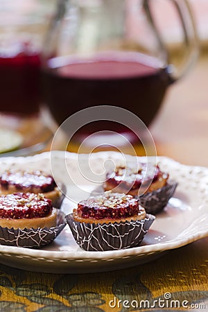 Small raspberry delicacies Stock Photo