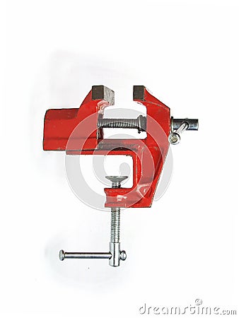 SMALL RED VICE TOOL PROFILE VIEW Stock Photo