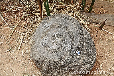 Petroglyph Replica in Las Lagunas de Anza Wetlands Stock Photo