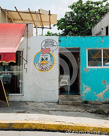 Small restaurant in Isla Mujeres, Mexico Editorial Stock Photo