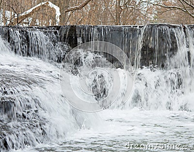 Small river cascade step on winter Stock Photo