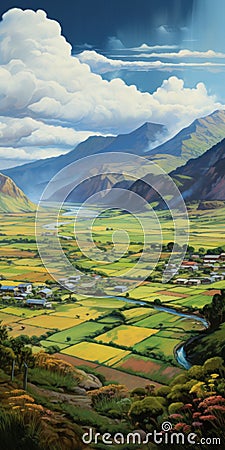 Aerial View Of Rural China With Hills And Valleys Stock Photo