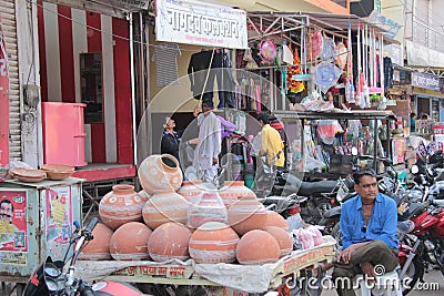 Small road side vendor Indian village small market in Rajasthan Editorial Stock Photo