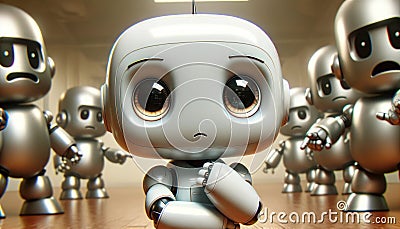 Sad Robot Being Bullied Stock Photo