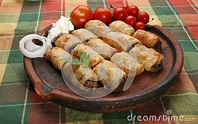 Small rolled pies Stock Photo