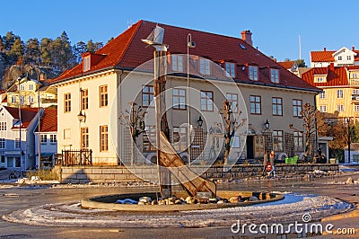 Small roundabout street in winter Editorial Stock Photo