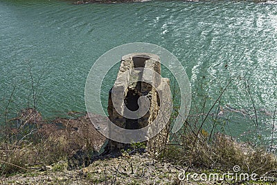 Small ruin of an old flour mill Stock Photo