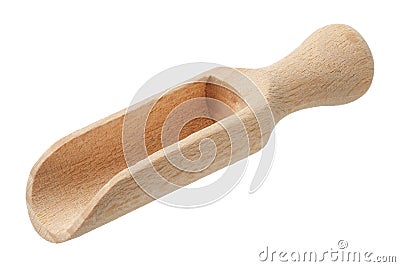 Small rustic wooden scoop isolated on white Stock Photo