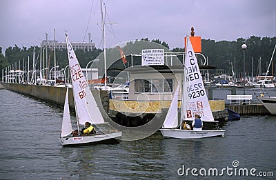 Small sail boats race Editorial Stock Photo