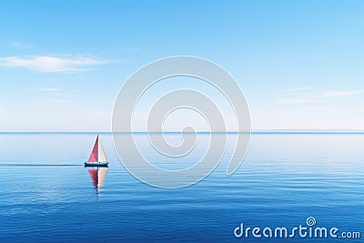 a small sailing boat on a calm blue sea Stock Photo