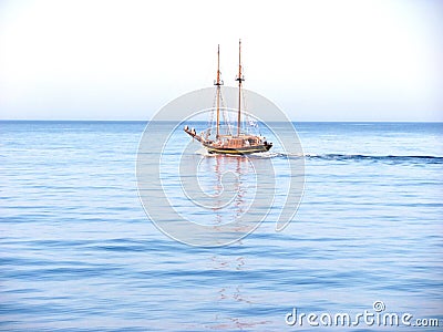 Small sailing ship in the Aegean Sea Stock Photo