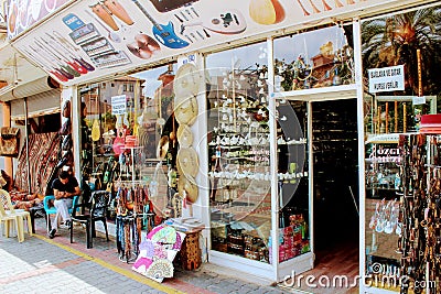 A small shop on the first floor of the building is typical for street trade in Turkey Alanya, Turkey in July, 2017 Editorial Stock Photo