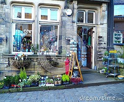 Shopfront in Haworth in West Yorkshire, Northern England Editorial Stock Photo