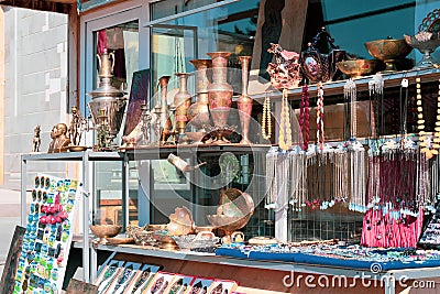 Armenia, Lake Sevan, September 2021. Souvenir shops near the lake. Editorial Stock Photo