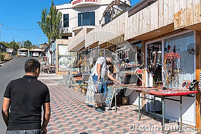 Armenia, Lake Sevan, September 2021. Souvenir shops near the lake. Editorial Stock Photo