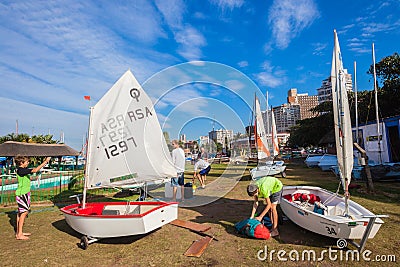 Small Single Yacht Boys Editorial Stock Photo