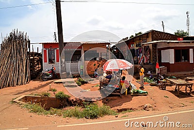 Small slums of Mombasa. Traveling to Mombasa. Kenya Editorial Stock Photo