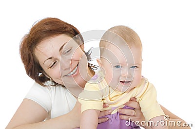 Small smiling baby with mother Stock Photo